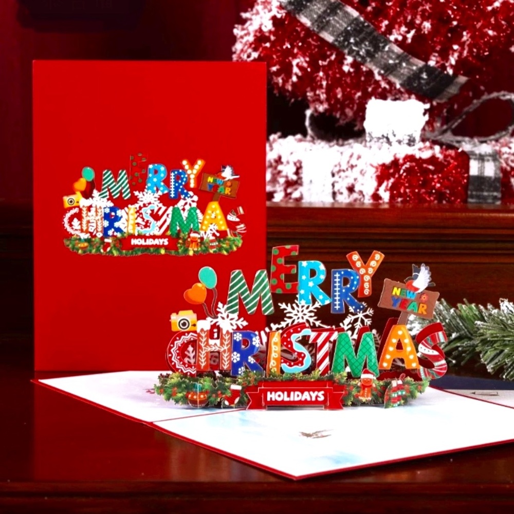 NEW. (Set of Two) 3D Pop Up Christmas Greeting Cards